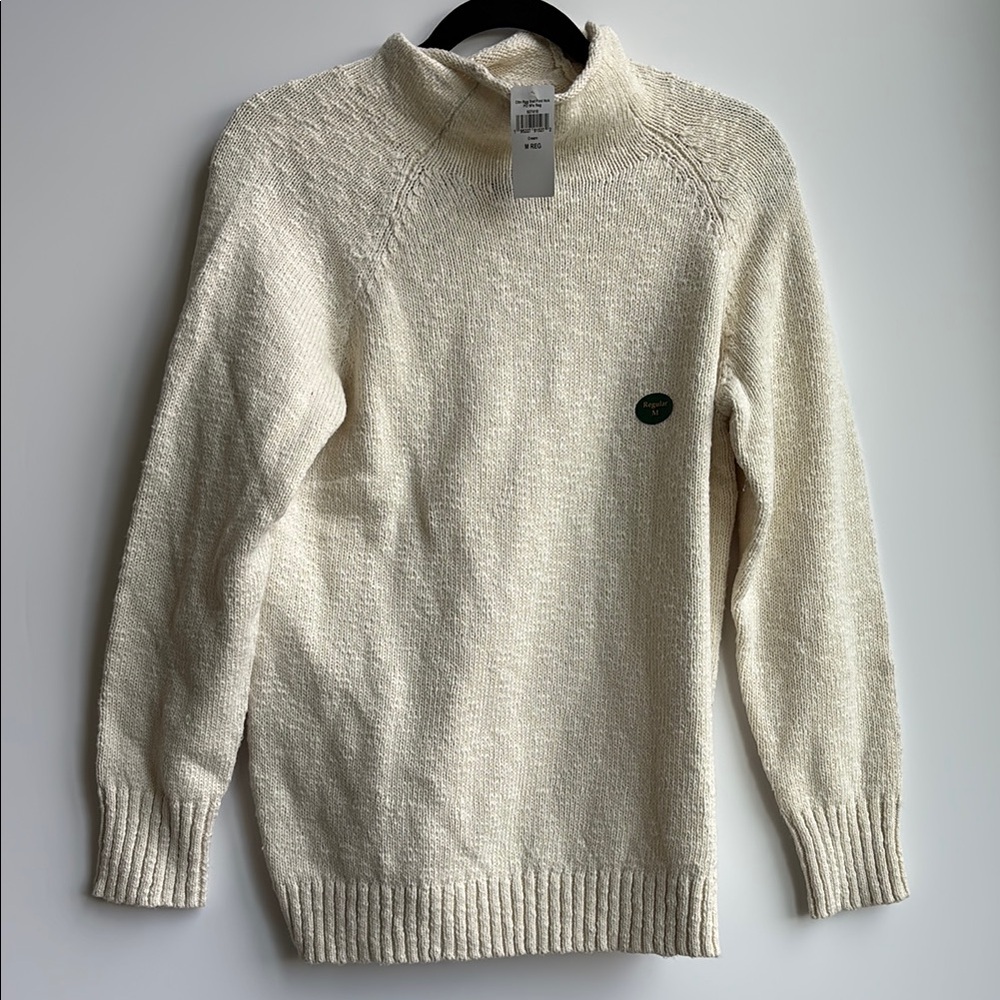 Women’s Cotton LL Bean Funnelneck Cream Sweater
